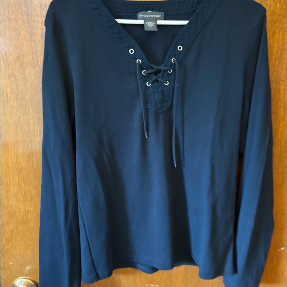Banana Republic Blue Tie Front Long Sleeve top